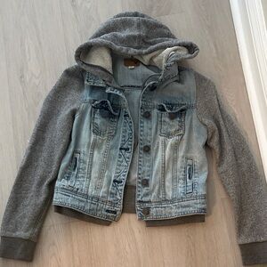 American Eagle Outfitters Denim and Gray Hooded Jacket